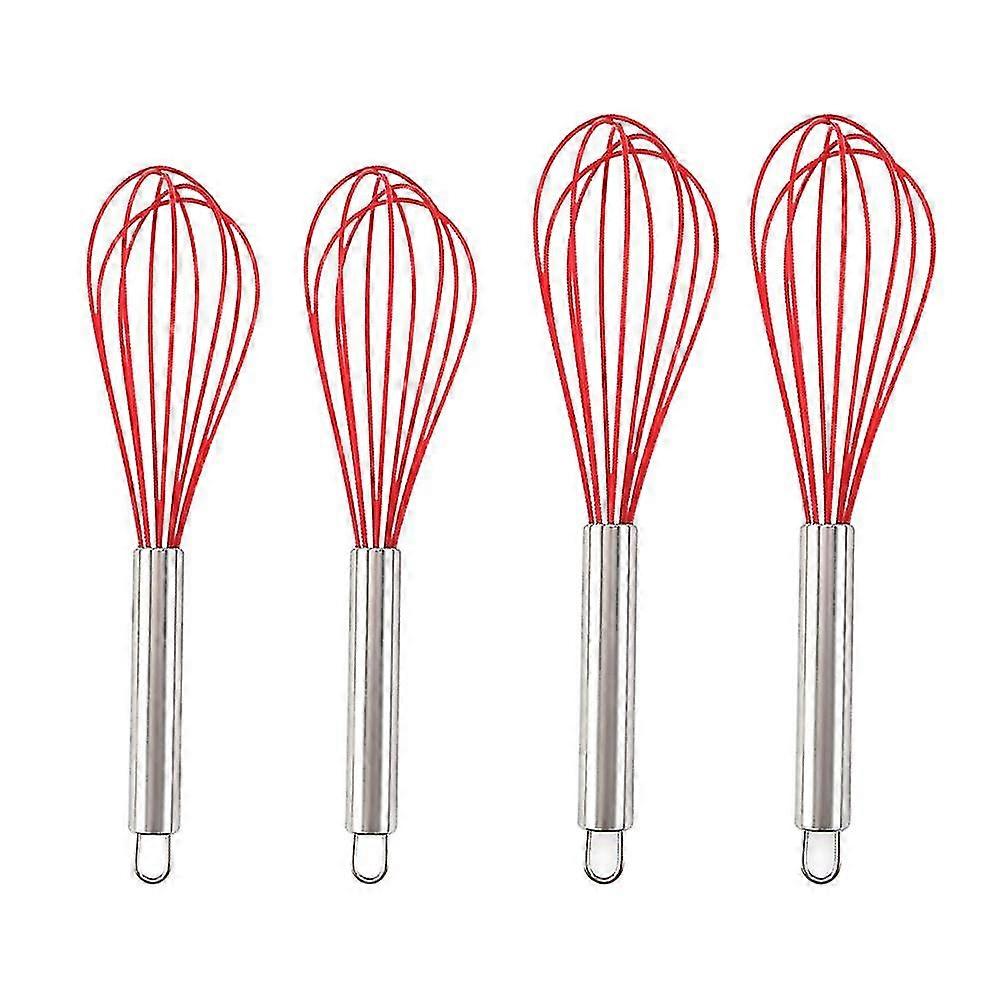 8 Inch And 10 Inch Silicone Whisk Set Of 4, Whisk Balloon Egg Sauce Whisk For Nonstick Cookware
