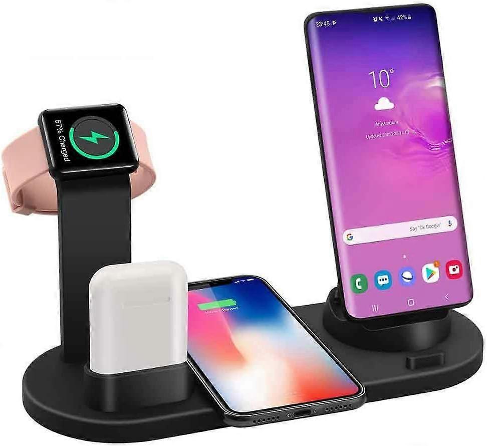 4 in 1 Wireless Charger Stand Charging Station for iPhone 12 Mini/11 Pro Max/X/XR/Xs Max, 8 Plus, Galaxy, Airpods Pro/2/1 Charging Pad for Multiple De