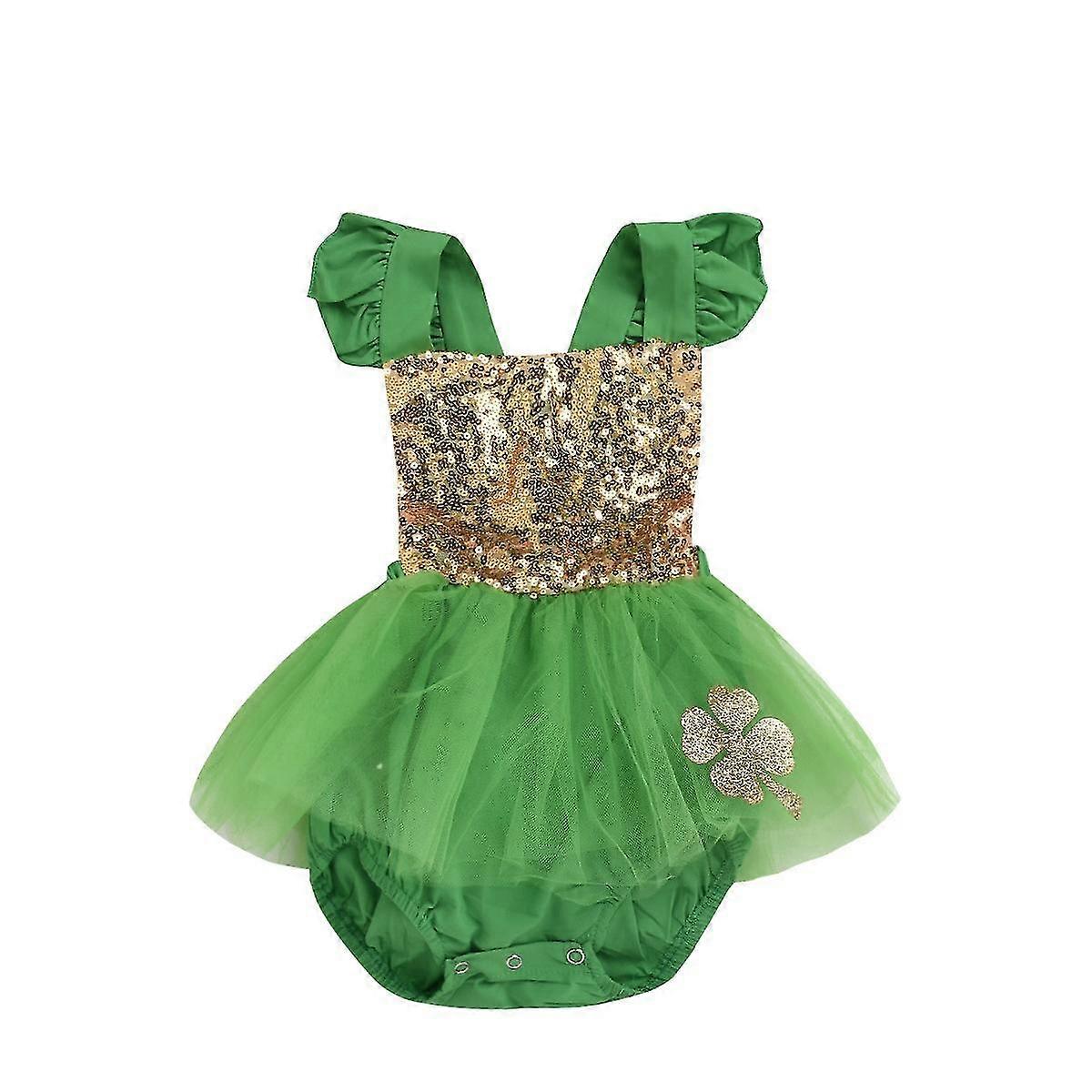 St. Patrick's Day Clover 0-2 år gammel baby jente romper