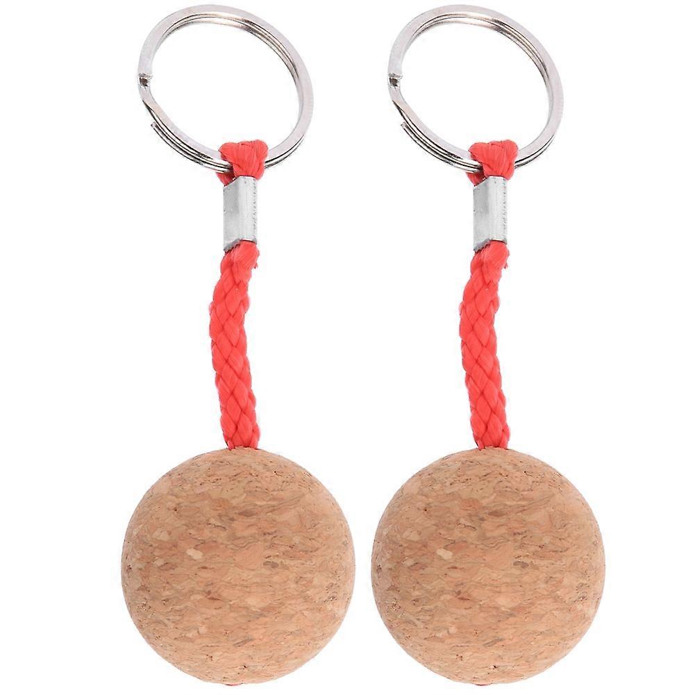 2Pcs Floating Cork Keyring Wooden Ball Key Ring Float Sailing Boat Canoe Water Sports Accessories