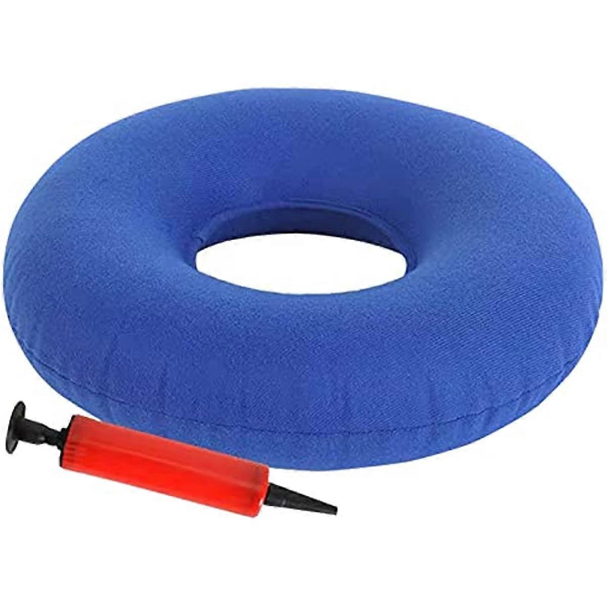 Donut Cushion Seat Portable Inflatable Ring Cushion for Hemorrhoid Tailbone Coccyx Pain Relief - Air Pump Included (Blue)