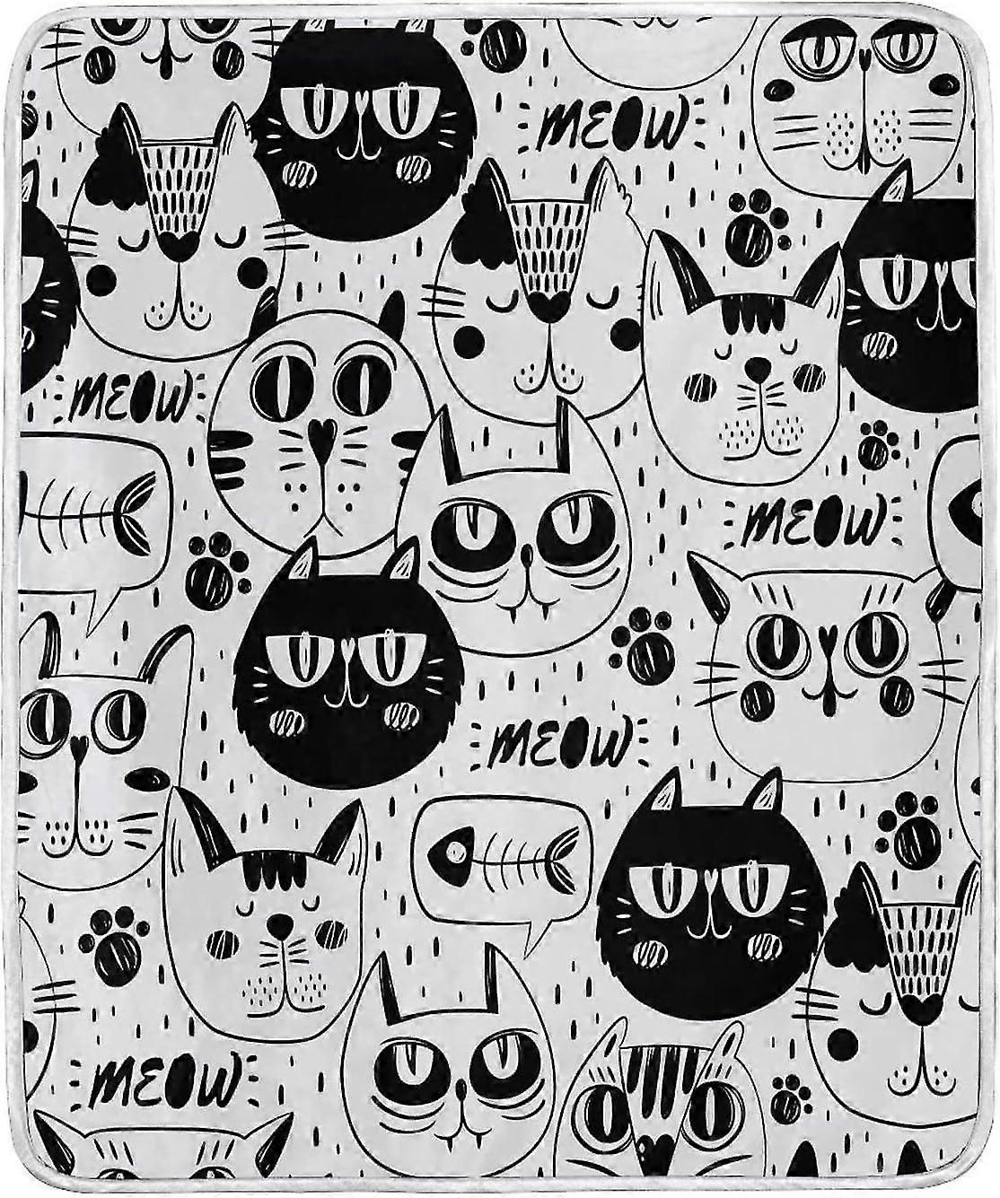 Cobertor Fuzzy Cat Faces, Cobertor de Cama de Microfibra Leve, Cobertores Macios Quentes e Mantas UYNC179ids10565