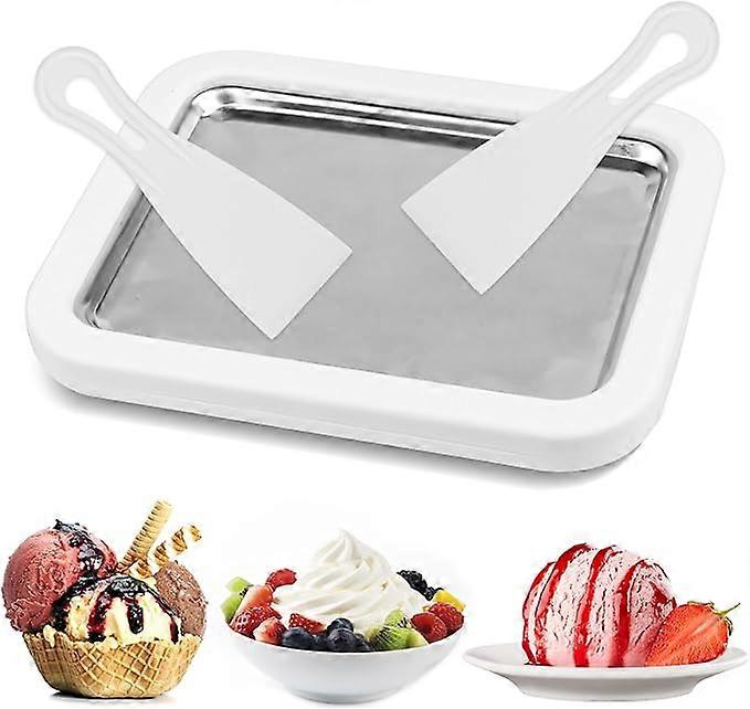 The tray for making ice cream rolls (with 2 cloths), plates for making your own ice cream rolls, ice cream machines, ice cream, frozen yogurt, ice cre
