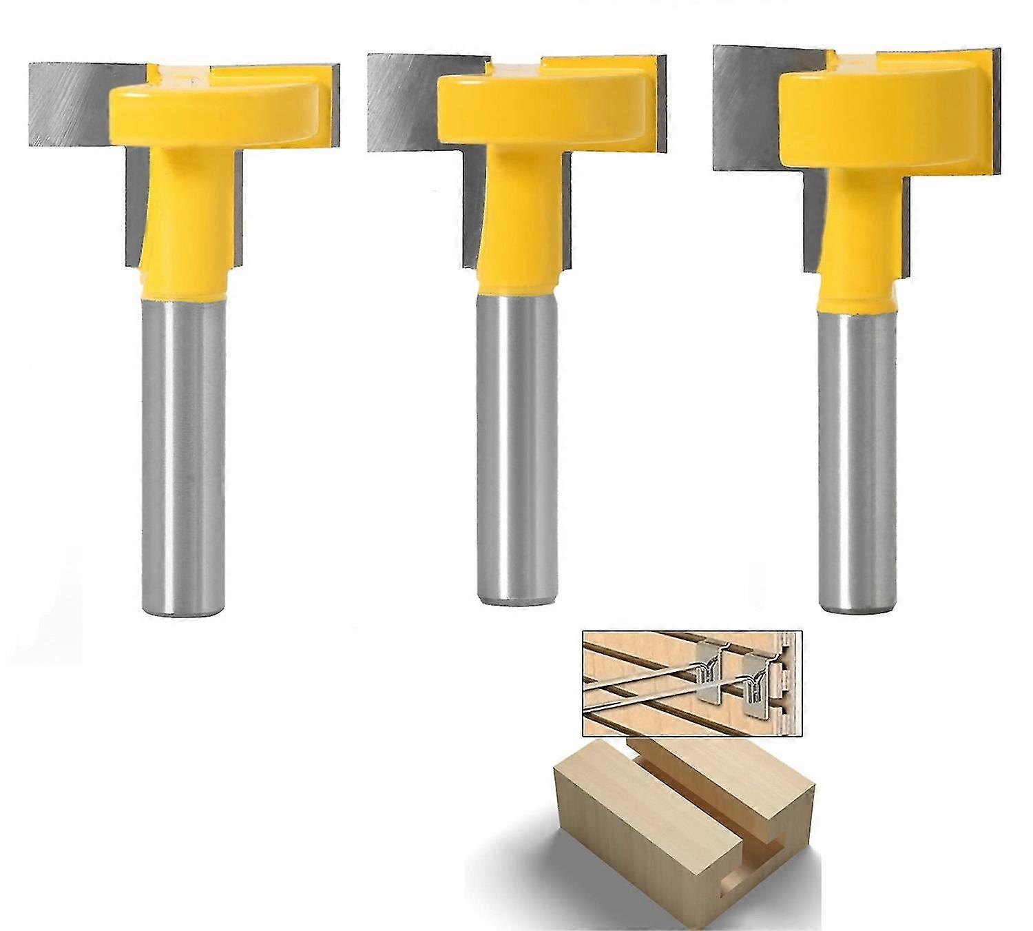 3Pack 8mm T-Track Router Bits T-Shape Cutting Blades