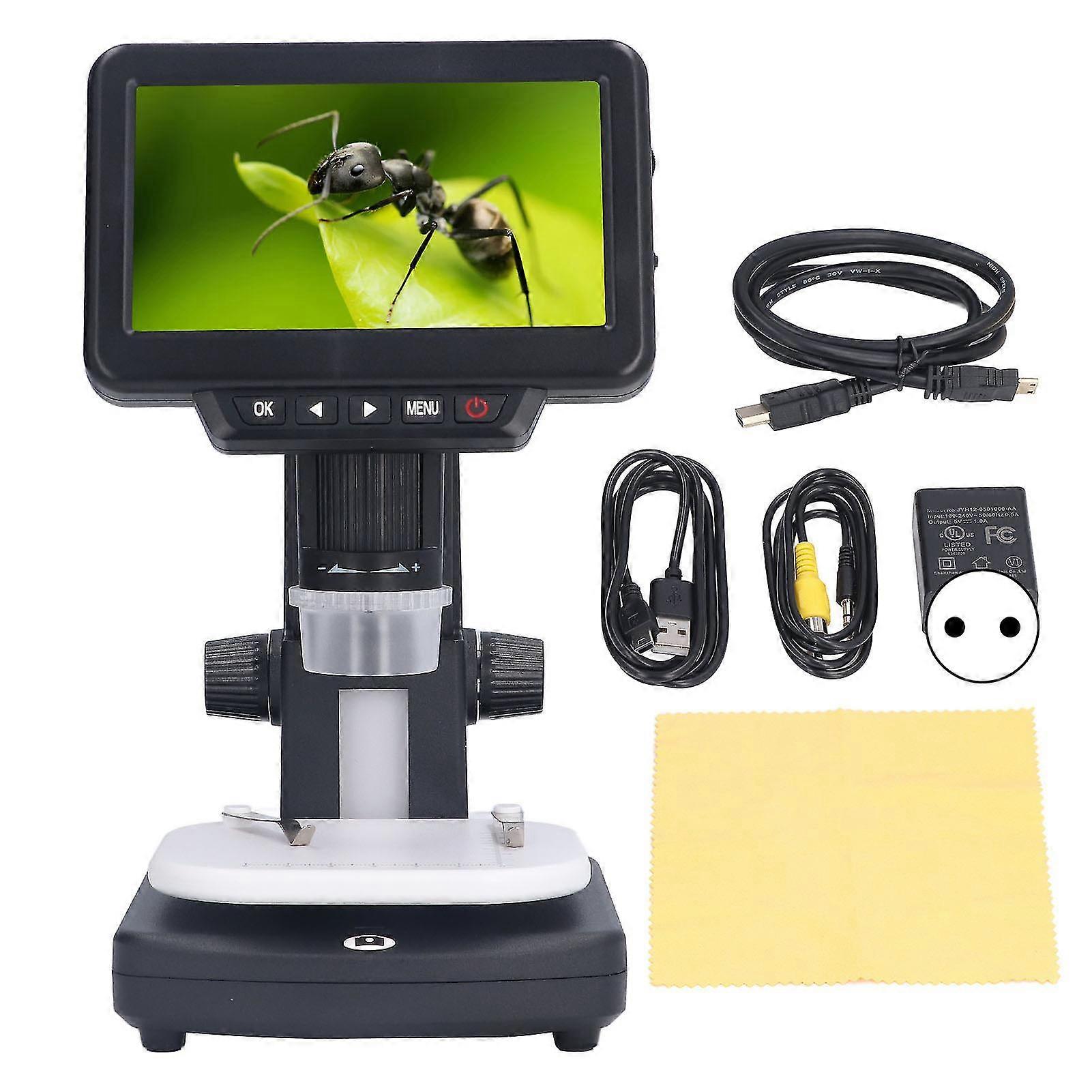 5.0in LCD Digital Microscope 1500X with 8 LEDs, 5MP Resolution, and 1080P Black EU Plug
