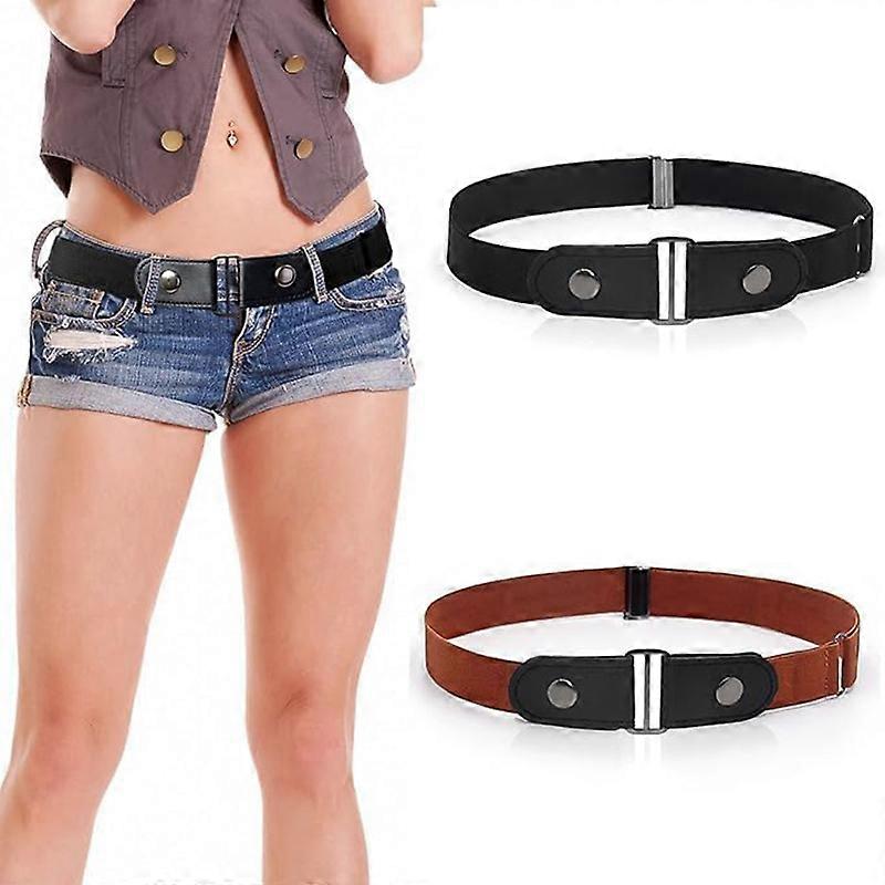 2 Pack Invisible Women Stretch Belt, No Show Flat Buckle Stretchable Belt