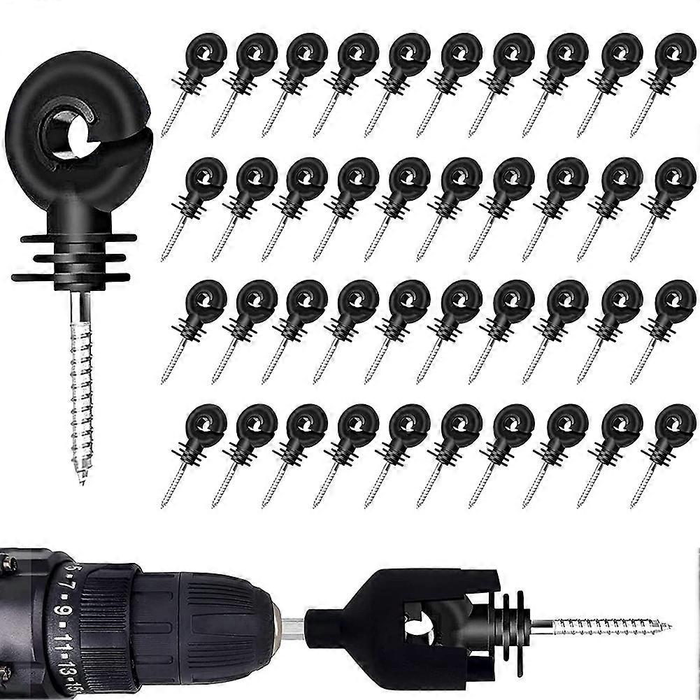 40Pcs Electric Fence Insulators Screw,Electric Fence Ring Insulator Tape Screw Wood Post Insulators