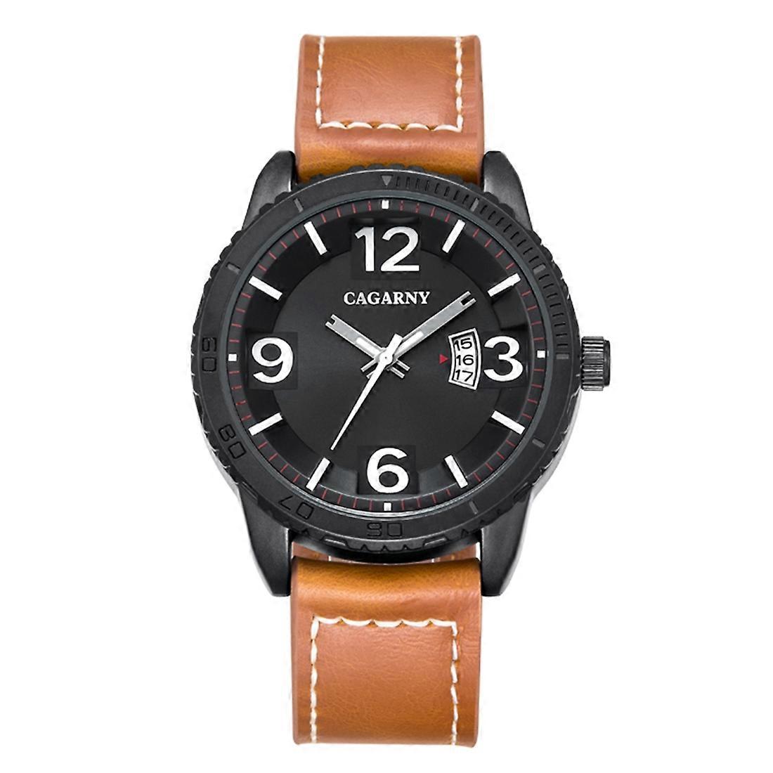 CAGARNY 9857 Leather Strap Quartz Movement Watch