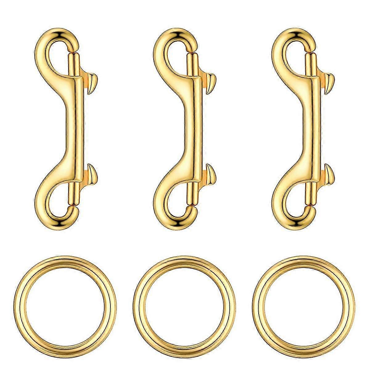 Double Ended Bolt Snap Hook with Brass Ring,Double Sided Clip Pet Accessory for Linking Dog Leash C