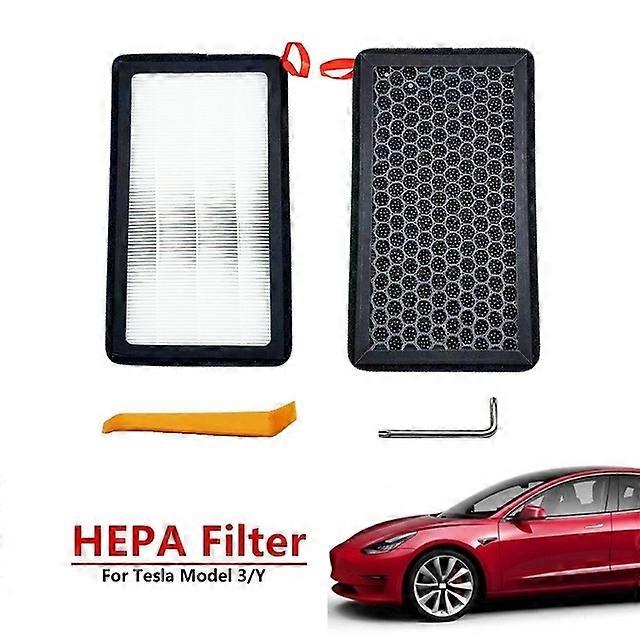 Replacement For Tesla Model 3/Y HEPA Activated Carbon Filter 2PCS Car Filter With Activated Carbon Air Conditioner Air-Filters