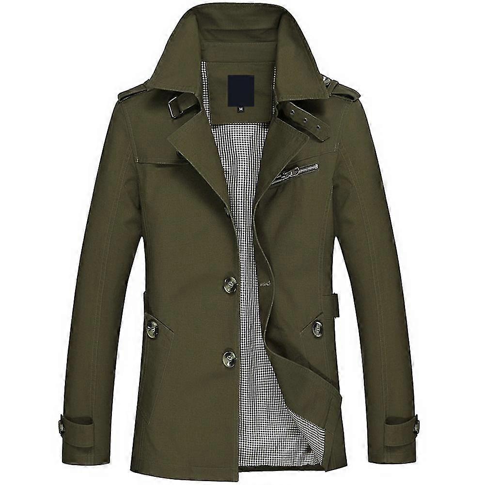 Homme Solid Slim Fit Revers Coton Automne & Printemps Dust Coat