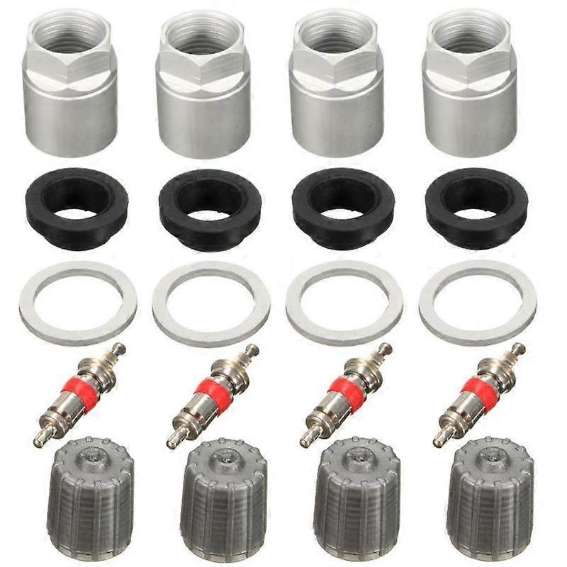 4 Set Car Vehicle Sensors Tire Pressure  Monitor Valve Stem Caps IndicatorService Kit with Nut Valve Cap Gasket Diagnostic Tool