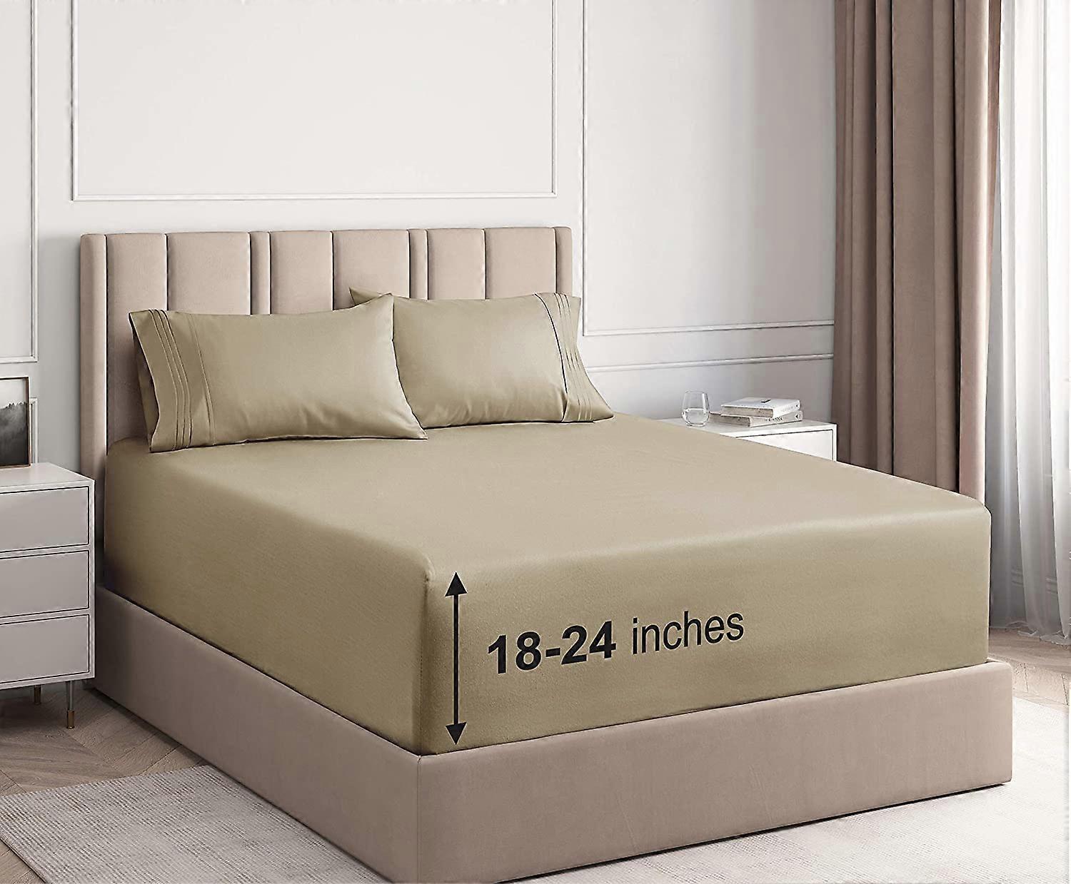 Extra Deep Pocket Sheets-4 Piece Sheet Set-King Size Sheets Deep Pocket-Extra Deep Bed Sheets-Deep King Fitted Sheet Set-Super and Ultra Deep Sheets