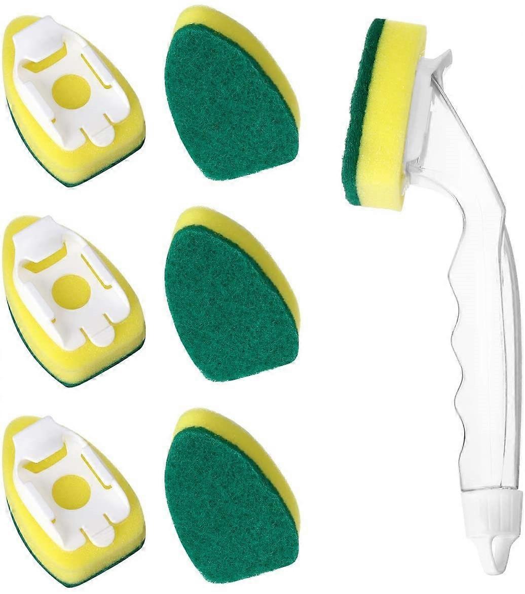 1 Dish Wand With 7 Refill Replacement Heads, Dish Sponge With Handle