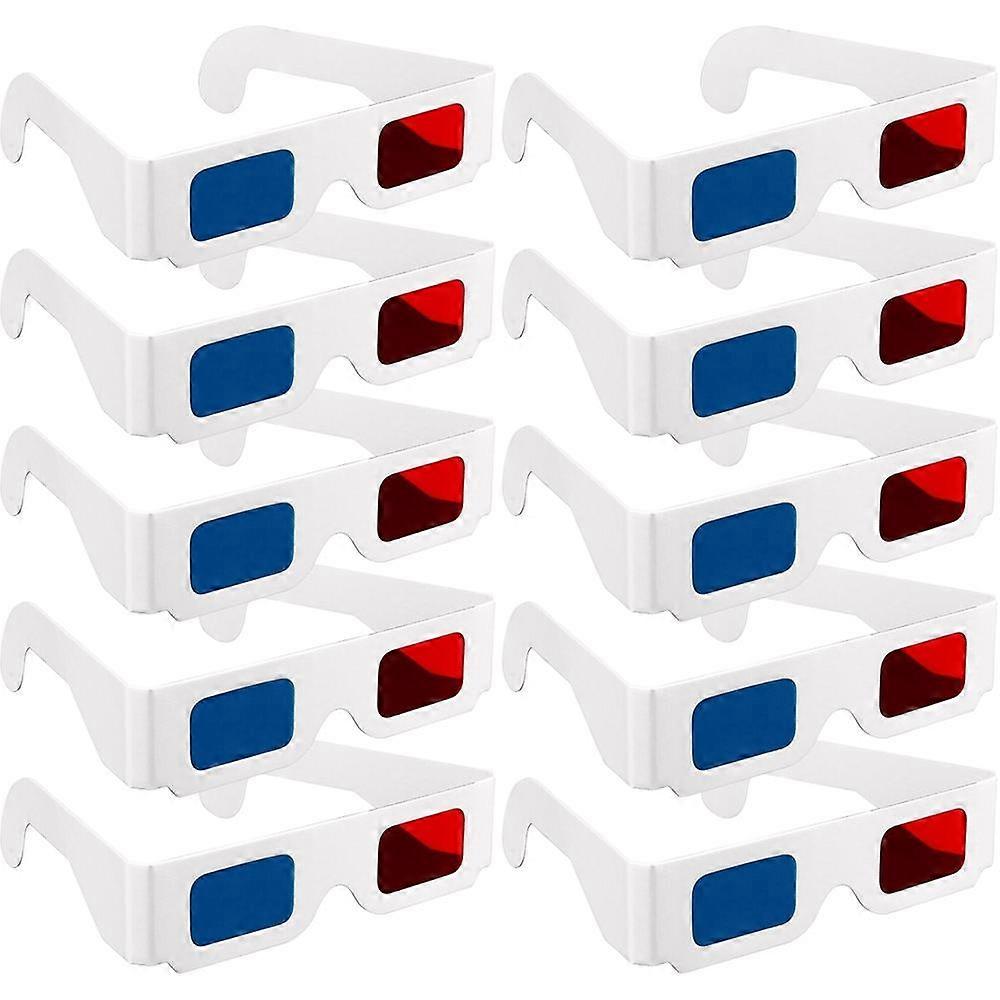 10 pairs of 3D cardboard glasses Red/cyan cardboard 3D glasses - white frame