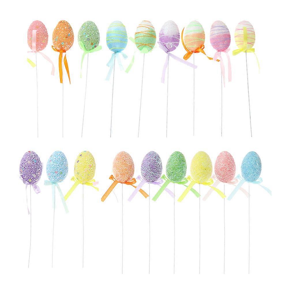 18pcs Easter Decorative Eggs Easter Egg Ornaments Funny DIY Crafts Eggs (Mixed Color)