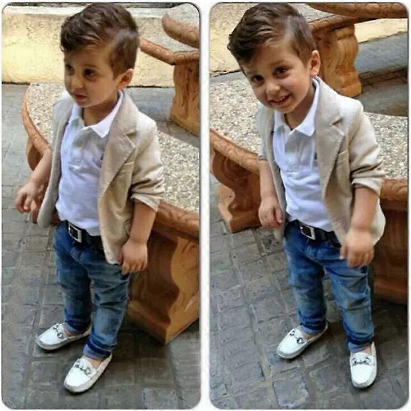 1-8 سنوات أطفال جنتلمان معطف قميص الدينيم السراويل ملابس 3 قطع