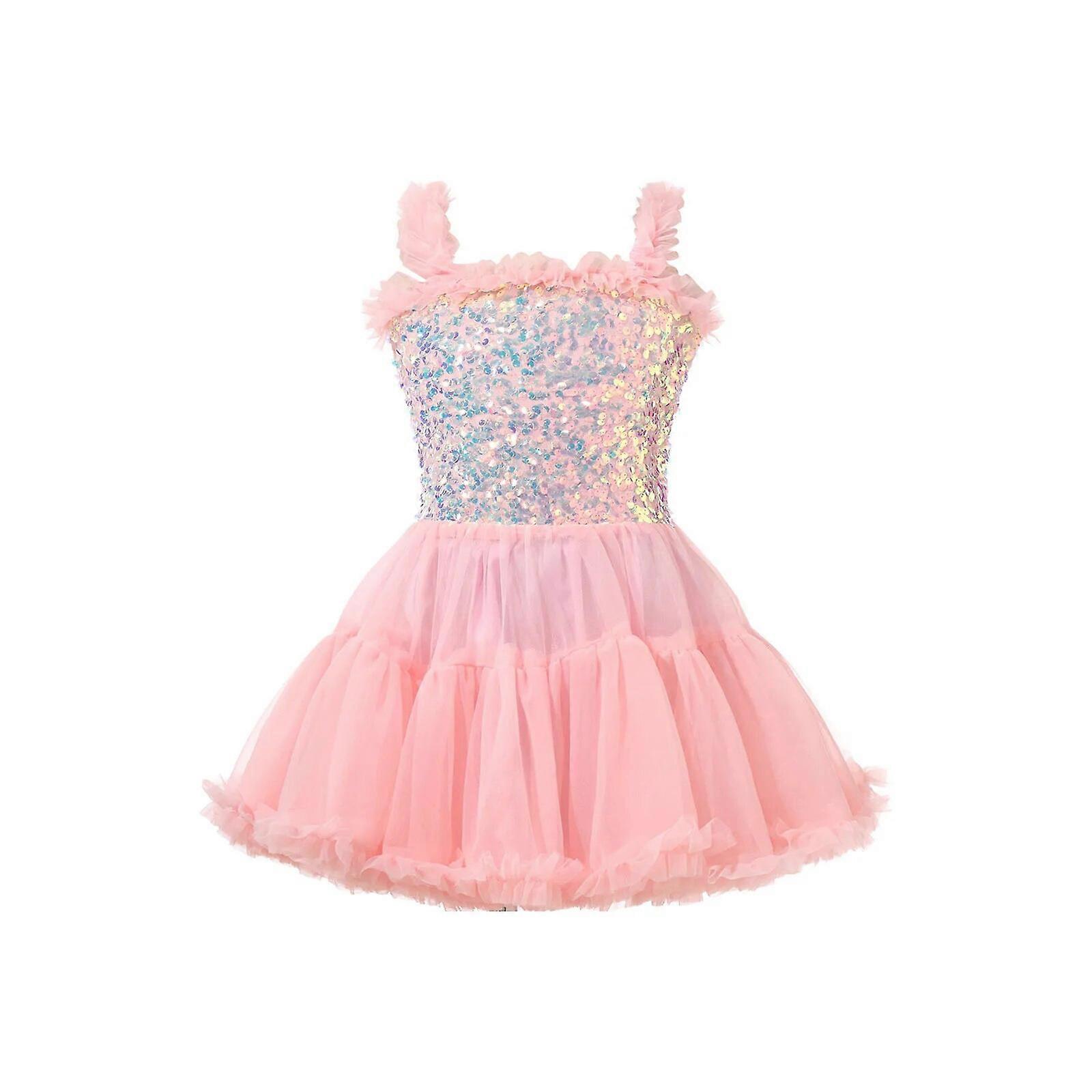 Toddler Sparkly Sequins Tutu Dress Sleeveless Ruched Ruffle Multi-Layer Hem Princess Cosplay Costumes Birthday Party Dresses