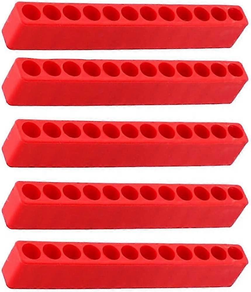 Screwdriver Hole Plastic 12-hole Bit Storage Strip Storage Case Tool For Hex Shank Bits Red 5pcs