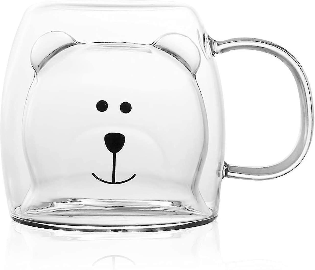 Tasses d’ours mignonnes, tasse de verre isolée à double paroi Thé Lait Café
