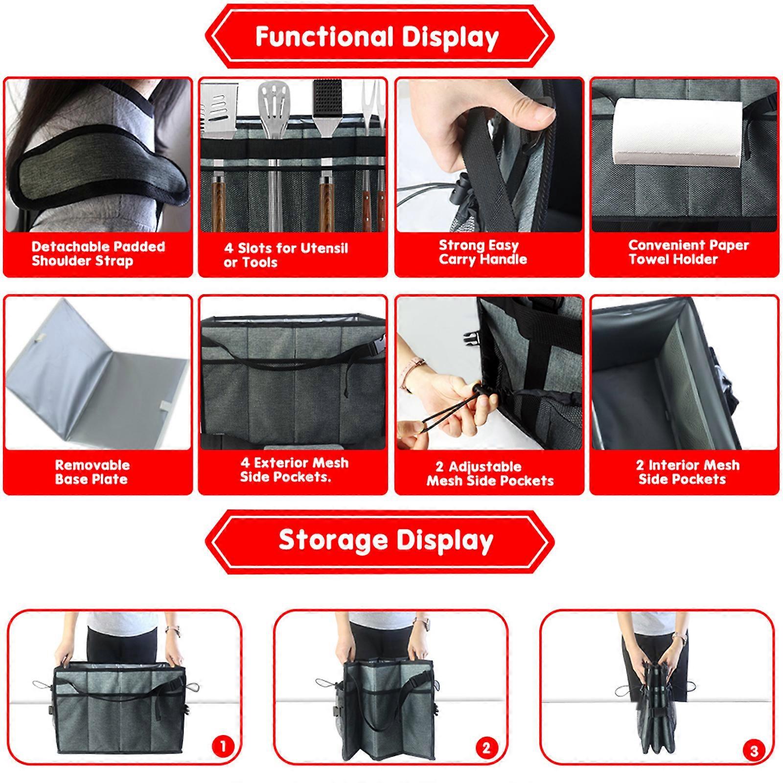 2023 New Upgraded Foldable Picnic Storage Bag with Carry Strap - Gray