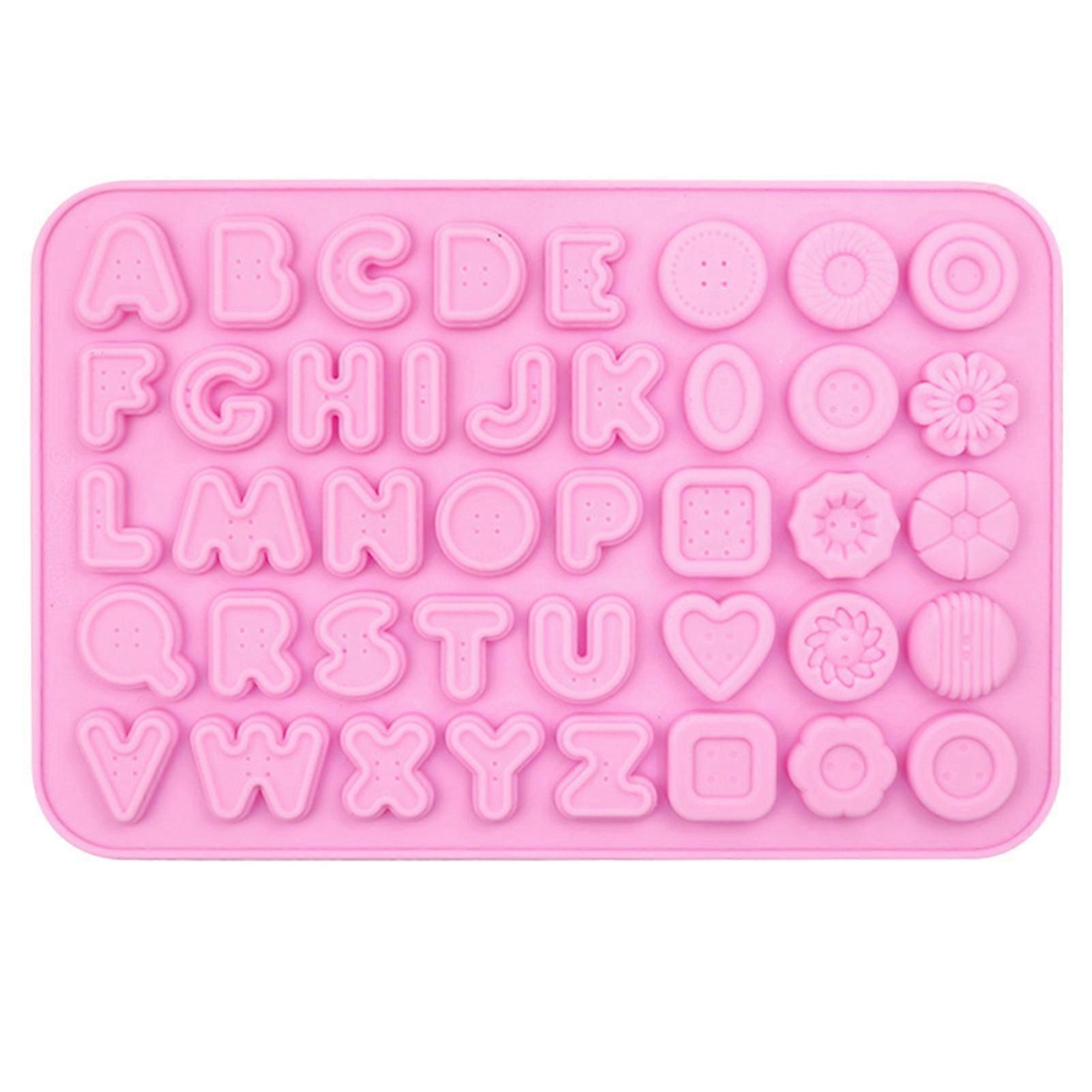 Silicone Mold Letters Shape Reusable Convenient Demoulding Buttons 3D Silicone Fondant Cake Mold for Gifts