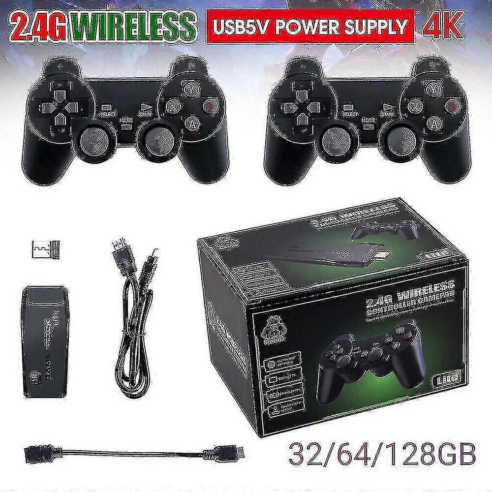 128gb Wireless Hdmi Tv Game Stick Console 20000+ Built-in Games +2 Gamepad 4k-32GB 3500 Games