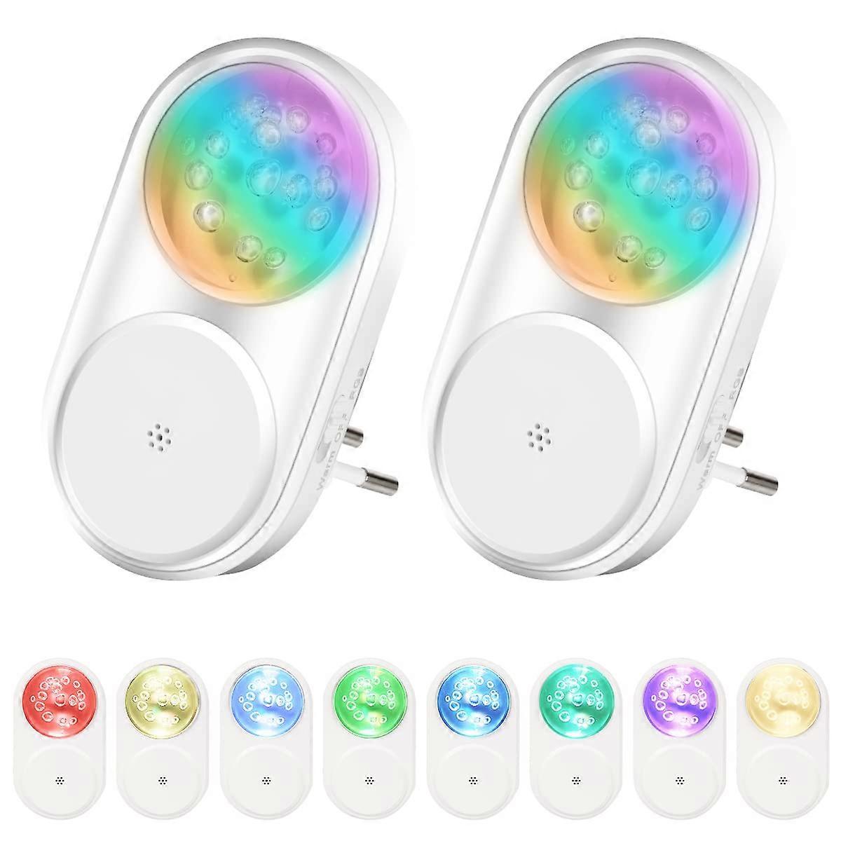 Night Lamp Set of 2 Automatic Plug-and-Play Children's RGB Night Light with Twilight Sensor Energy
