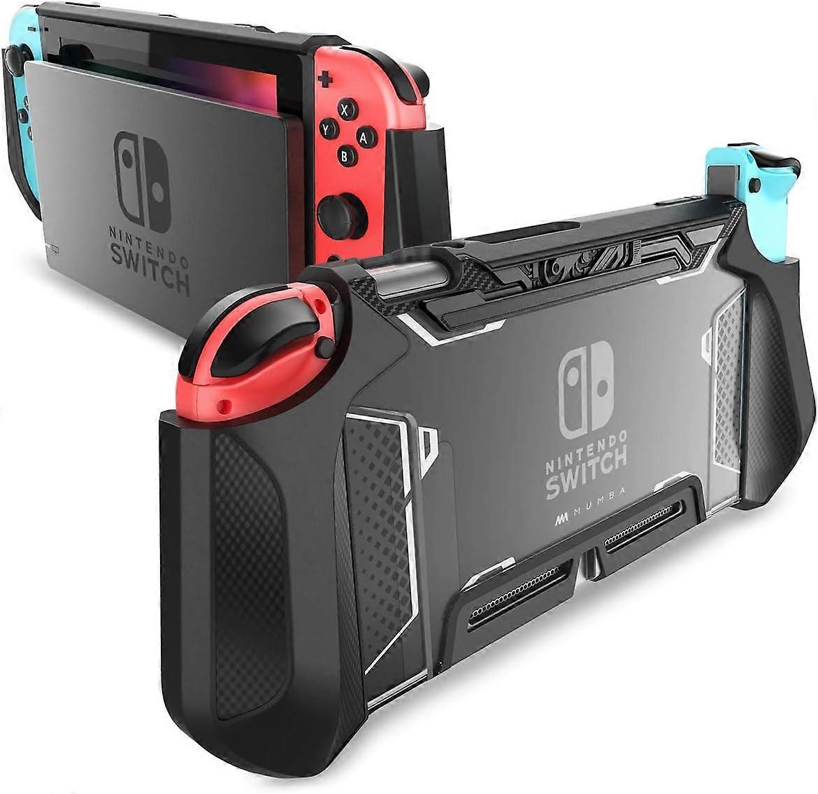 Dockable Case for Nintendo Switch, [Blade Series] TPU Grip Protective Cover Case Compatible with Nintendo Switch Console and Joy-Con Controller (Black