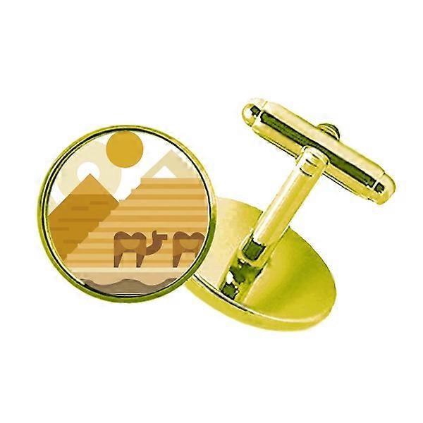 エジプトイエローグリーンスフィンクスピリックスキャメルスタッズビジネスメタルカフリンクスゴールデン