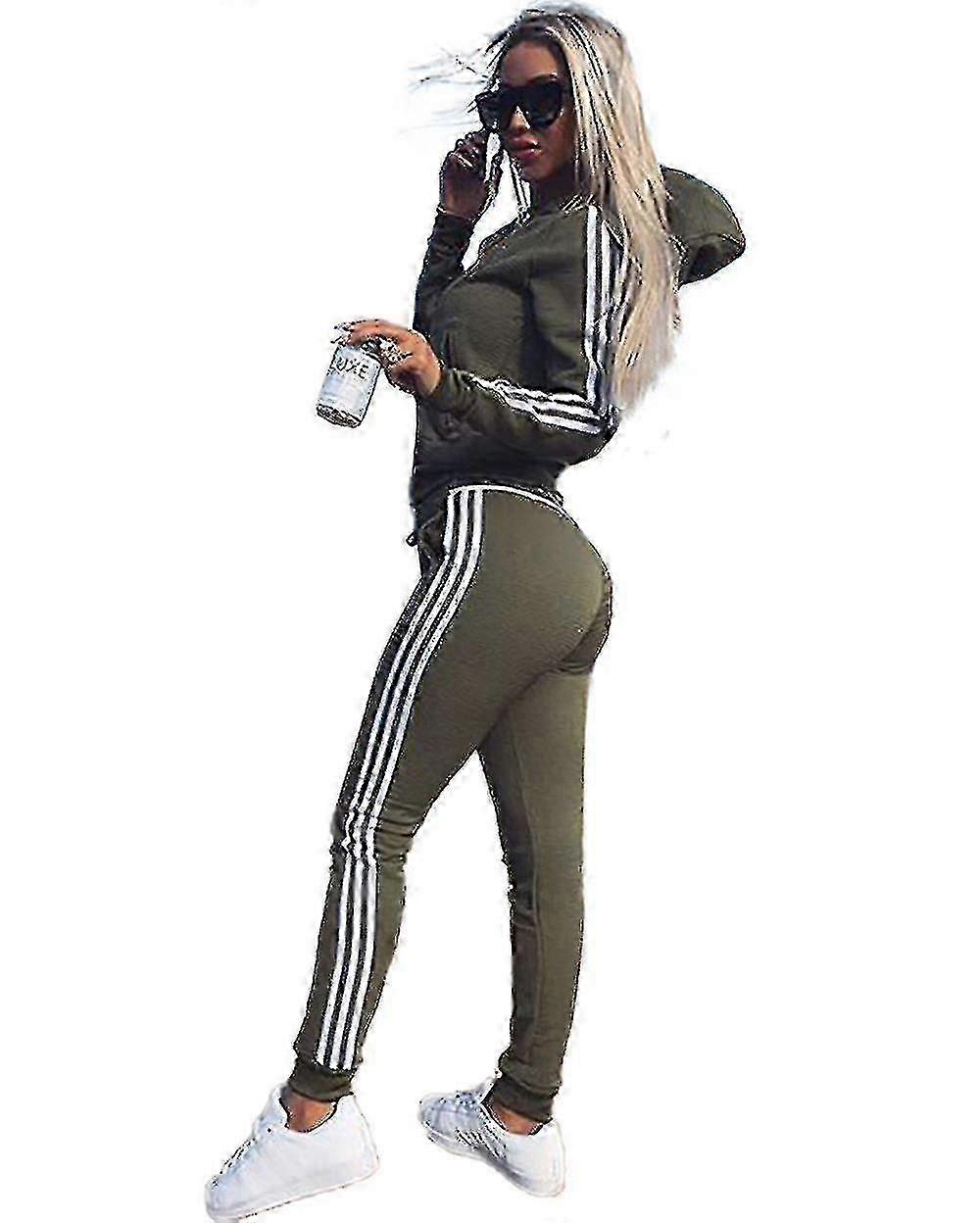 Kvinner 2 stk Athleisure Sports Wear Tracksuit Hettegenser Bukser Set