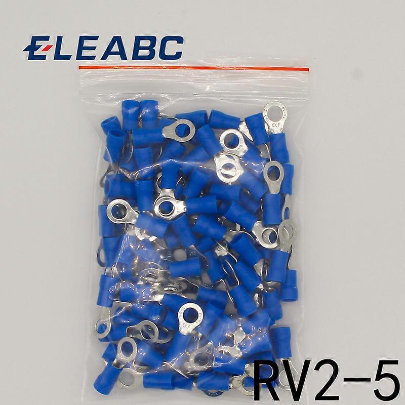 RV2-5 Modrý krúžkový izolovaný drôtový konektor Elektrický krimpovací koncový konektor Káblový konektor Drôtový konektor 100PCS/Pack RV2.5-5 RV