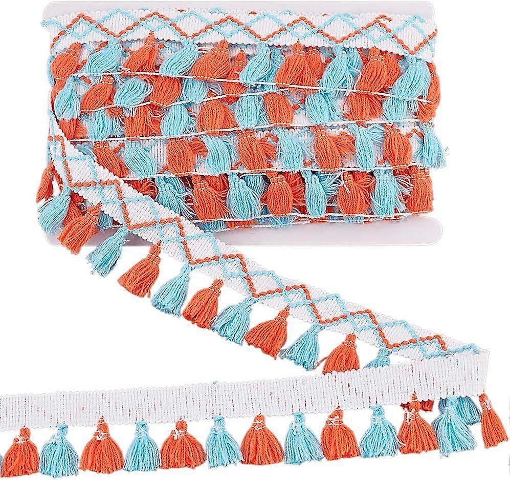 10Yard2inch Colorful Tassel Fringe Trim Polyester Tassel Lace Ribbon Two-Color Curtain Border Trim with Tassels for Sewing and Craft Projects Pillow H