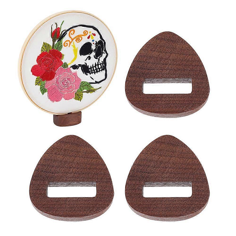Triangle Wood Embroidery Hoop Easels Display Stand Coconut Brown 54~55.5x55.5~56.5x19mm Inner Diameter: 42x10mm about 4Pcs/Set