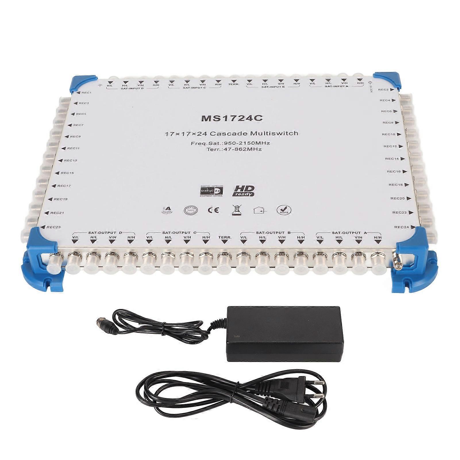 17x17x24 Cascade Multiswitch - Professional Plug & Play Satellite Switch for 24 Receivers