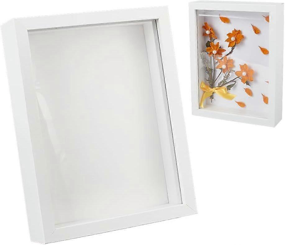 Shadow Box Frame 8.466.57" Wood Shadow Box Frame Picture Shadow Box Display Case Box for Memorabilia Dried Flower Crafts Tickets and Photos White