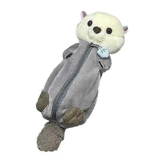 Pencil Pouch Cartoon Sea Otter Shape Pencil Case Large Capacity Zipper Closure Stationery
