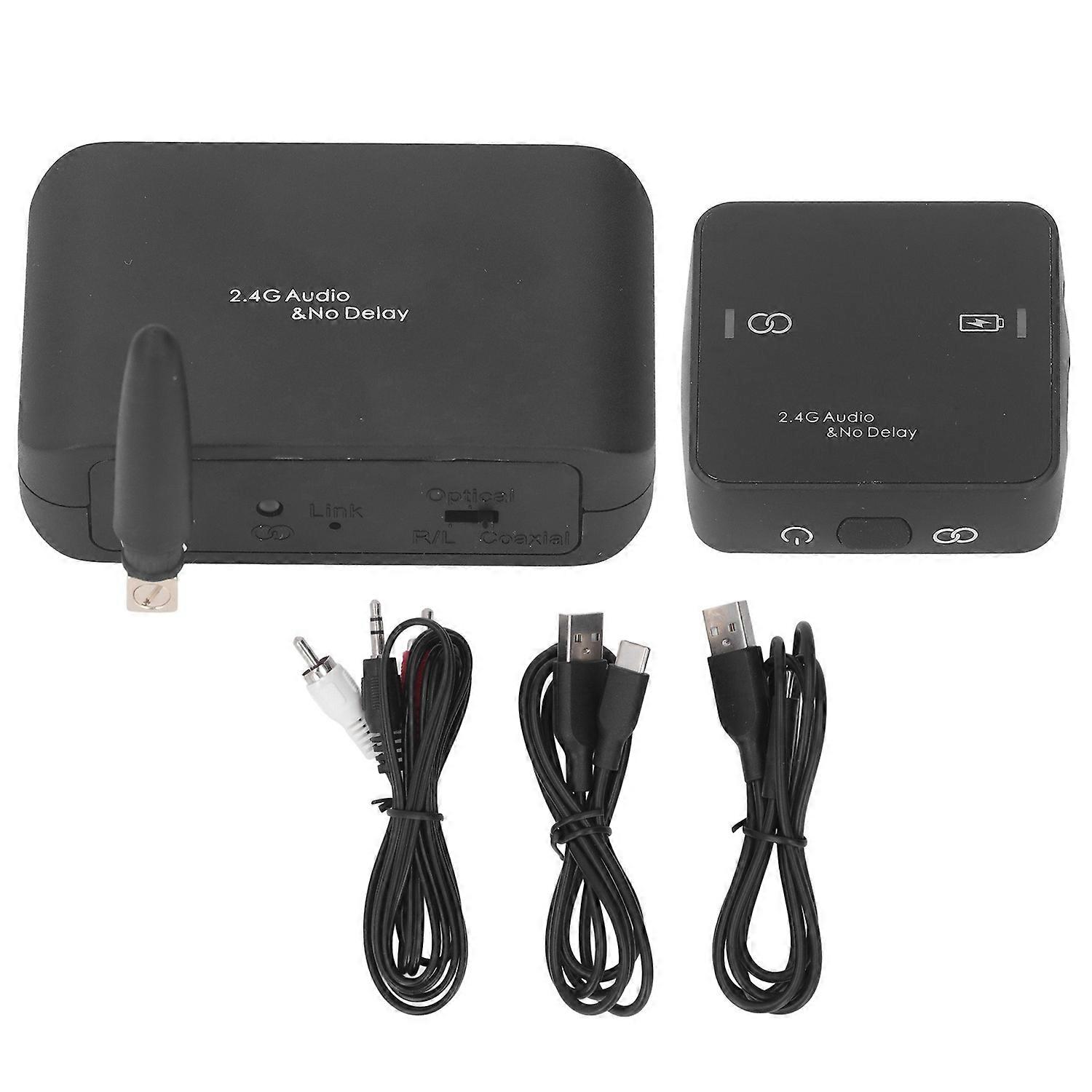 Audio Transmitter and Receiver 2.4G Wireless 50 Meters Audio Transmission System for Home Gaming