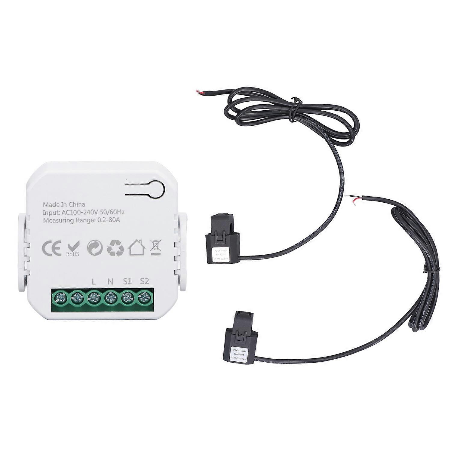 Intelligenter Energiezähler Echtzeit-APP-Stromverbrauchsmonitor mit 2x80A Stromwandler AC10