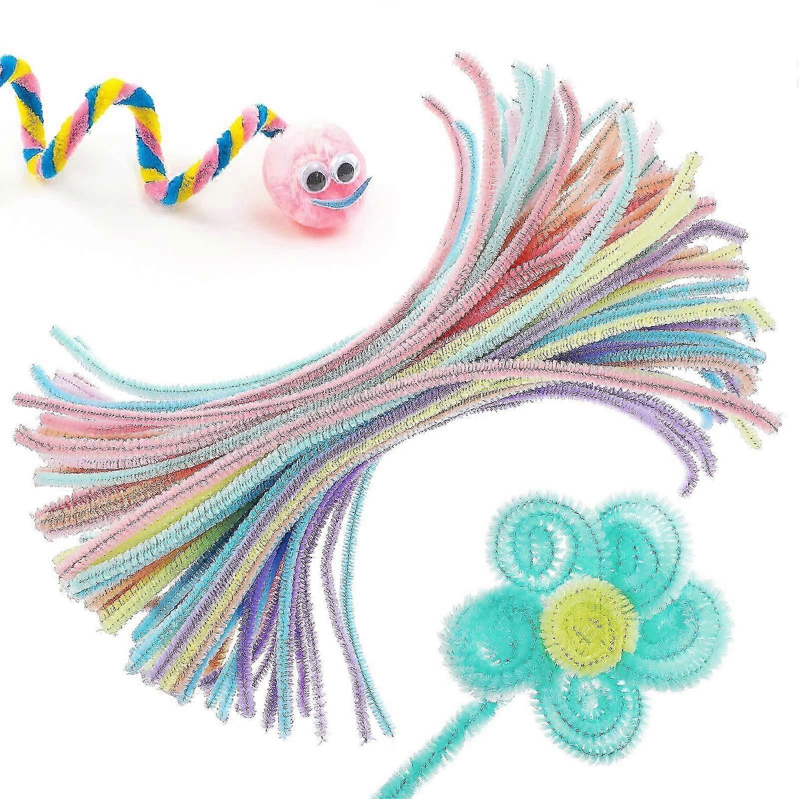 100pcs Chenille Stems Craft Making Fuzzy Stems Twisted Sticks Colored Chenille Sticks Diy Crafting Toys