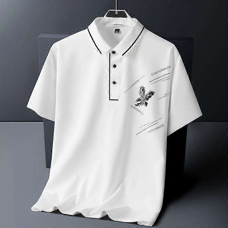 M-8XL New High-end Business Polo Shirt Summer Stretch Breathable Plus Size Ice Silk Short-sleeved T-shirt