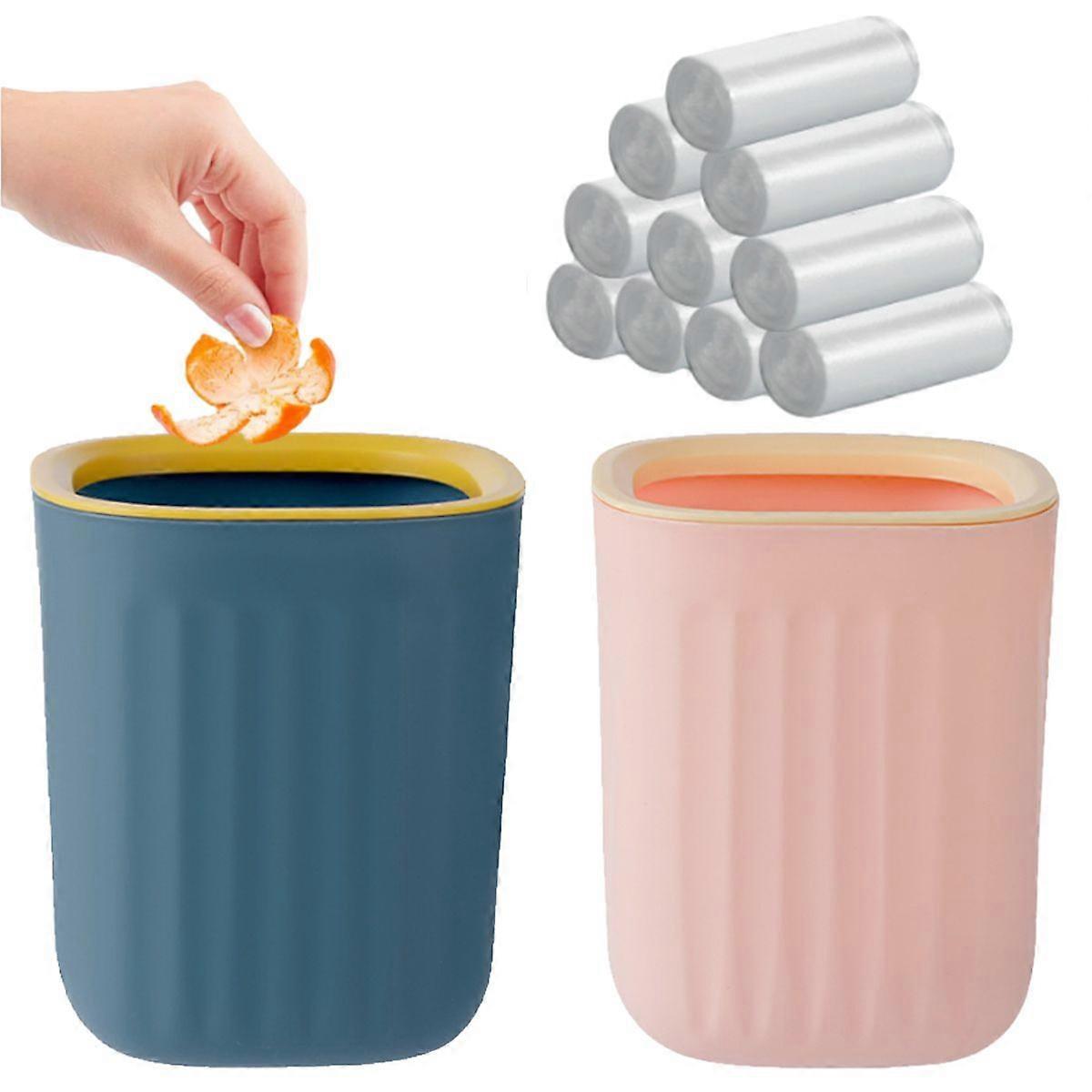 Mini Trash Can with 100 Garbage Bags, Desk Small Trash Can, Office Plastic Garbage Can ,Wastebasket Dispenser