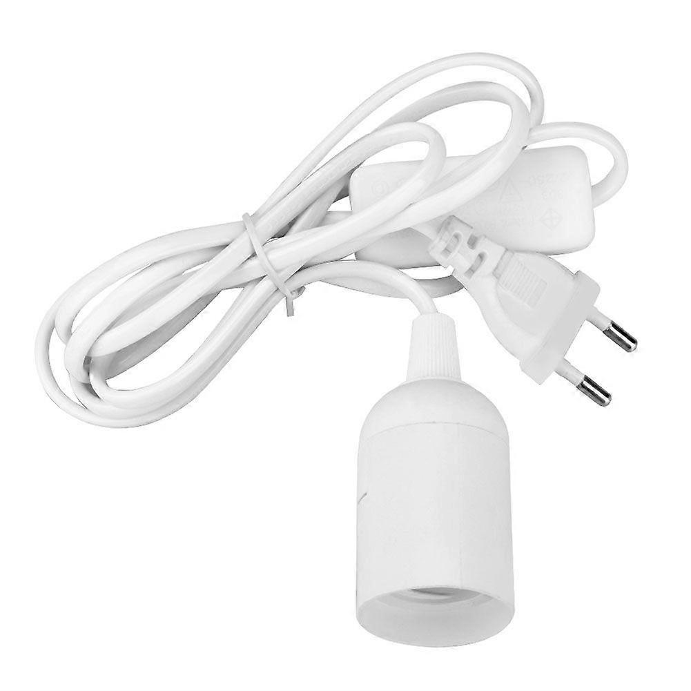 Hanging Pendant LED Light Bulb Base with On/Off Switch E27 Lamp Socket 90~260V (EU Plug, White)