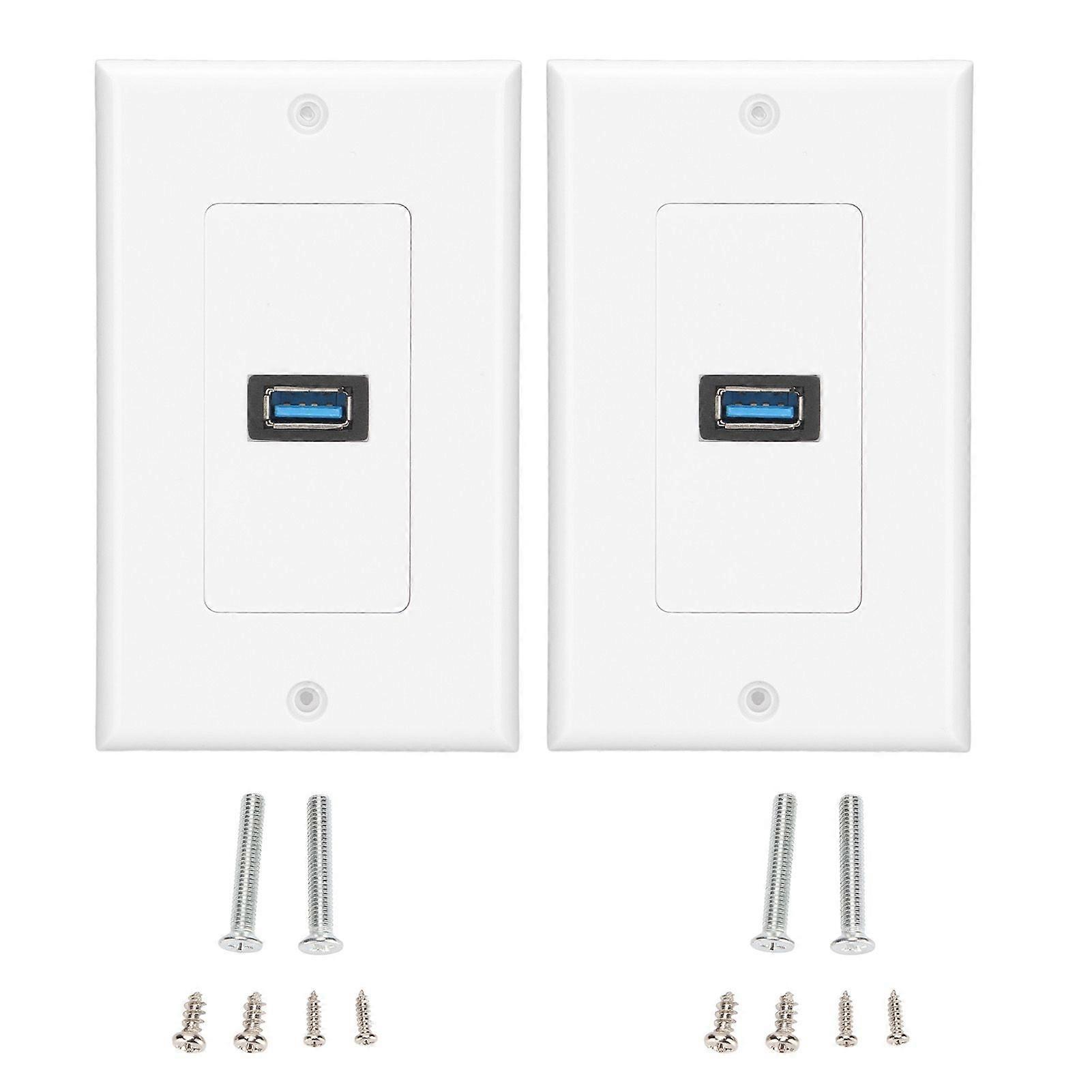 2pcs USB 3.0 Wall Plate Fast Charging Double Port Socket Panel