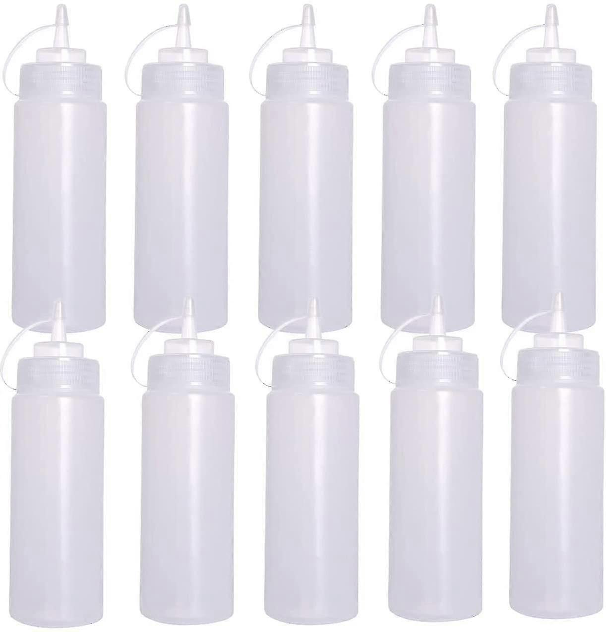 10 Pcs Condiment Squeeze Bottles, Plastic Sauce Bottles 240ml, Sauce Bottle