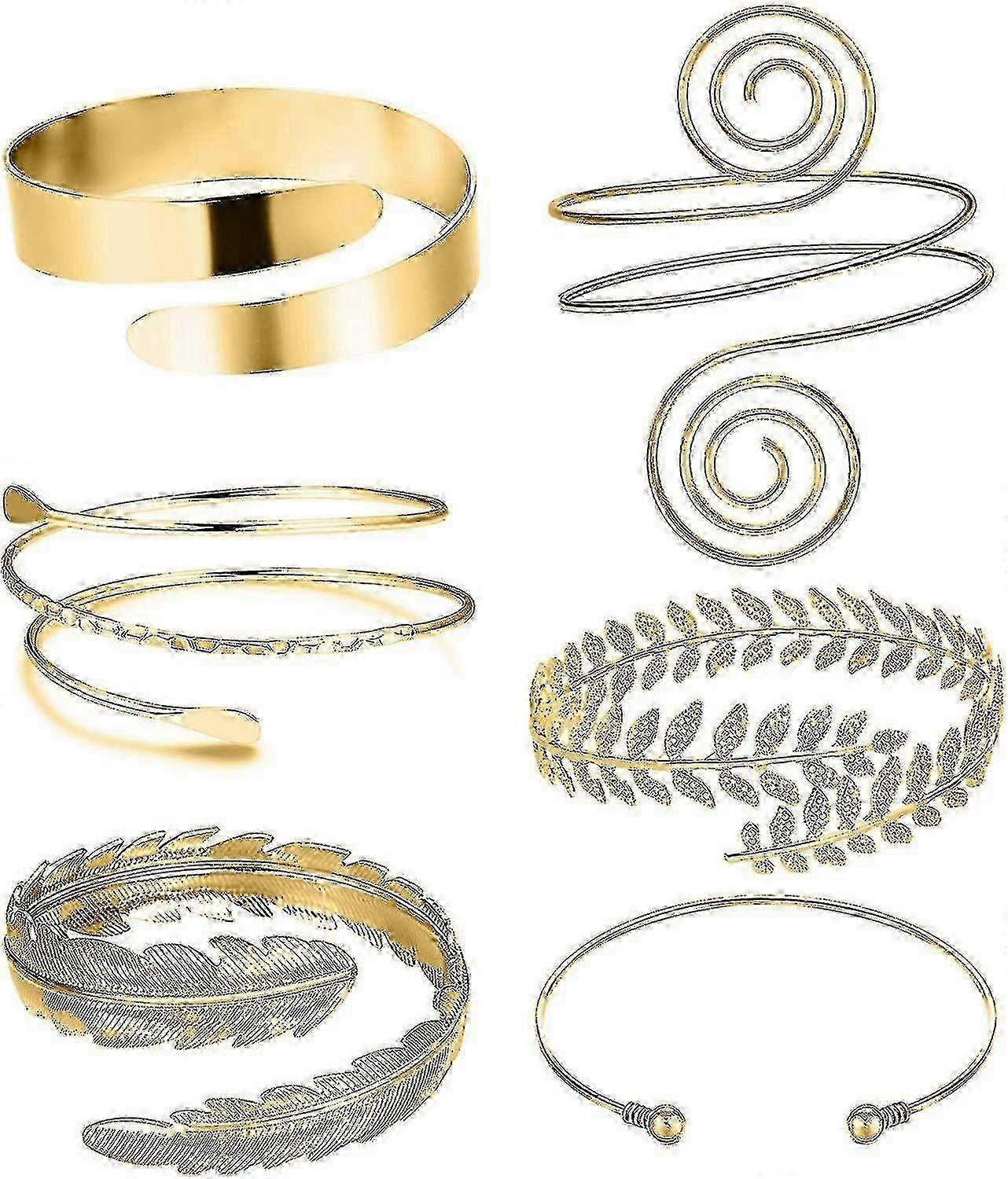 6 Pcs Arm Cuffs, Upper Arm With Cuff Bracelets, Adjustable Armband Set