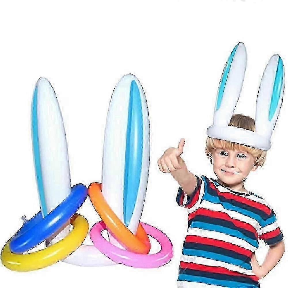 Easter Game Pvc Inflatable Easter Rabbit Ears Hat Ring Toss For Kids