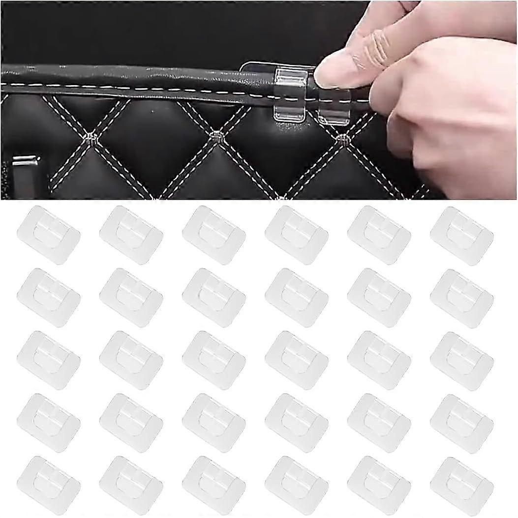 30 Pieces Multipurpose Car Mat Fastener Buckles, Adhesive Backed Self Adhesive Clips, for Fixing Car Floor Mats, Self-Adhesive Acrylic Car Mat Clips