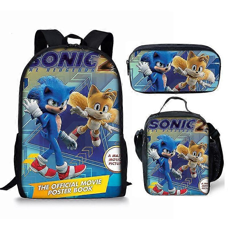 Sonic2 Print Schultasche Kinderrucksack oder Schulranzen oder Stifttasche oder dreiteiliges Set