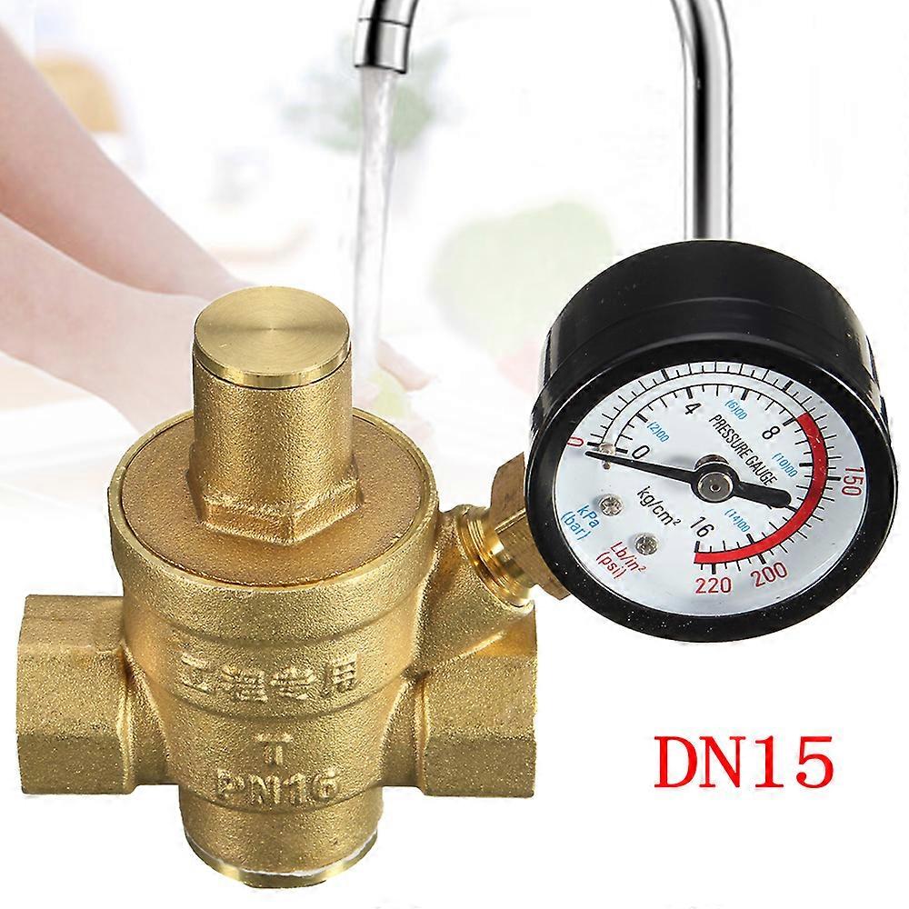 Vannes de réduction de pression d'eau en laiton DN15 1/2", régulateurs, soupapes de décharge réglables avec manomètre, 85 x 63 mm